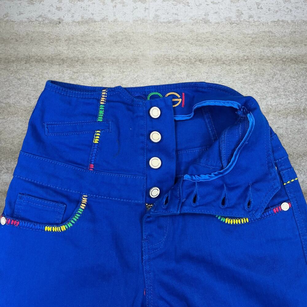 Vintage Y2K Coogi Jeans 30x30 High Waisted Royal Blue Multicolor Embroidery - Picture 4 of 5